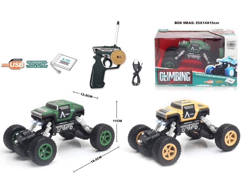 1:22 4 FUNCTION R/C CLIMBLING CAR W/LIGHT,ARMY GREEN/DESERT YELLOW,INCLUDED BATTERY - HP1148674
