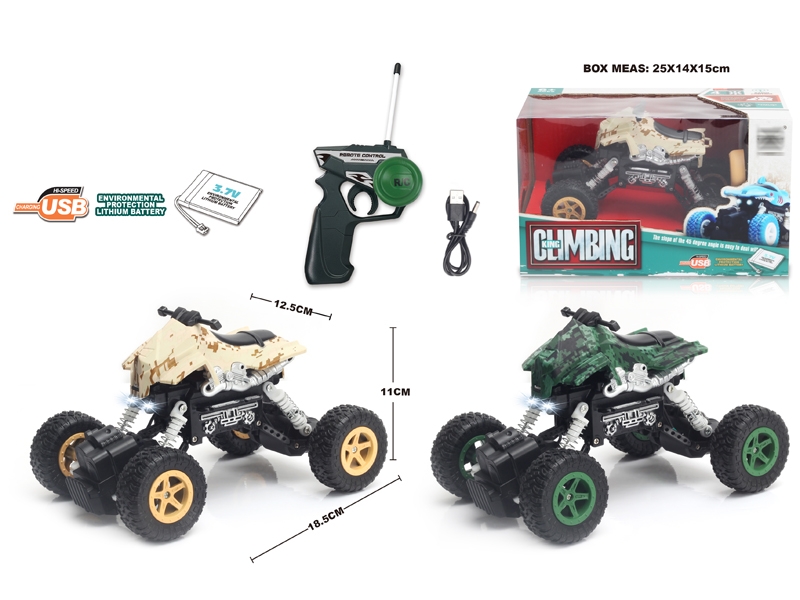 1:22 4 FUNCTION R/C CLIMBLING CAR W/LIGHT,ARMY GREEN/DESERT YELLOW,INCLUDED BATTERY - HP1148675