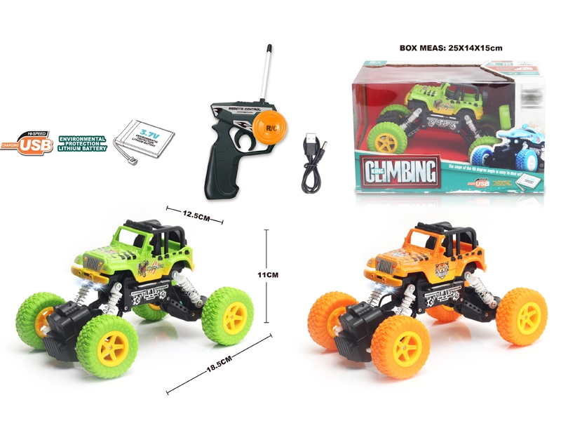 1:22 4 FUNCTION R/C CLIMBLING CAR W/LIGHT,ORANGE/GREEN,INCLUDED BATTERY - HP1148678
