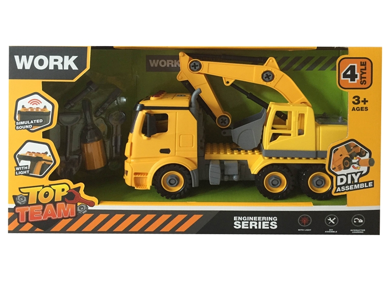 DIY ASSEMBLE CONSTRUCTION TRUCK W/LIGHT & MUSIC (INCLUDED BATTERIES) - HP1148925