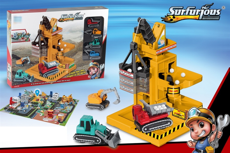 CONSTRUCTION CRANE + 48 PCS PUZZLE W/4PCS FREE WAY DIE-CAST TRUCK - HP1149666