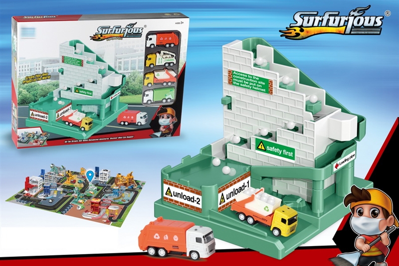 SANITATION TRANSPORTER SET + 48 PCS PUZZLE W/4PCS FREE WAY DIE-CAST TRUCK - HP1149668