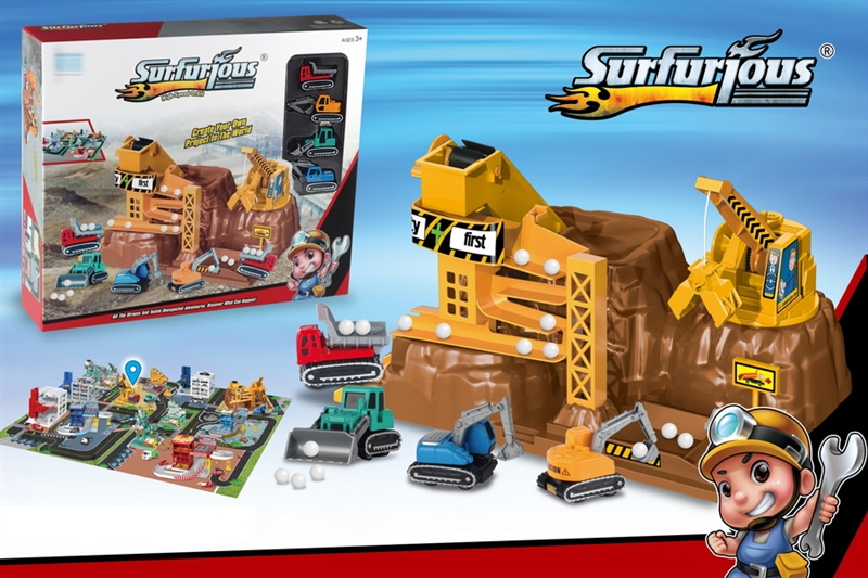 CONSTRUCTION SITE SET + 48 PCS PUZZLE W/4PCS FREE WAY DIE-CAST TRUCK - HP1149669
