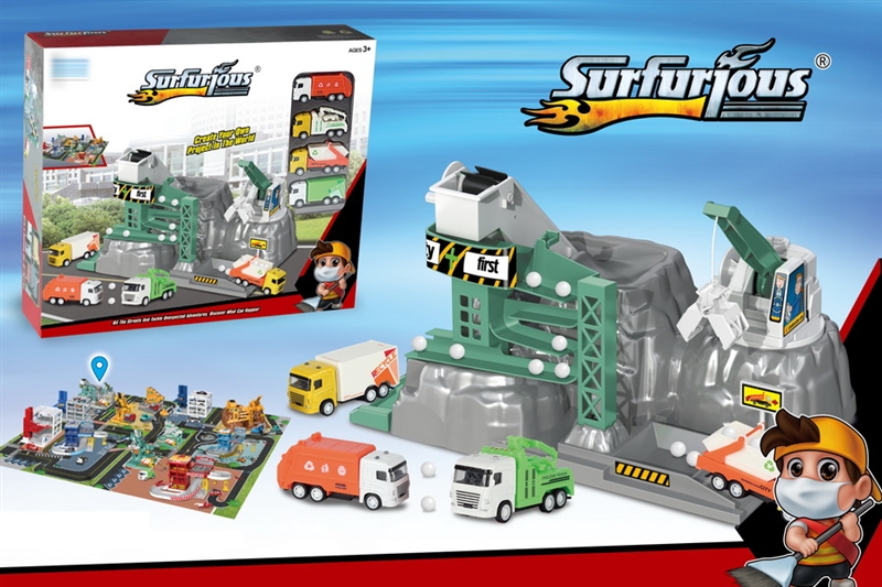 SANITATION SITE SET + 48 PCS PUZZLE W/4PCS FREE WAY DIE-CAST TRUCK - HP1149670