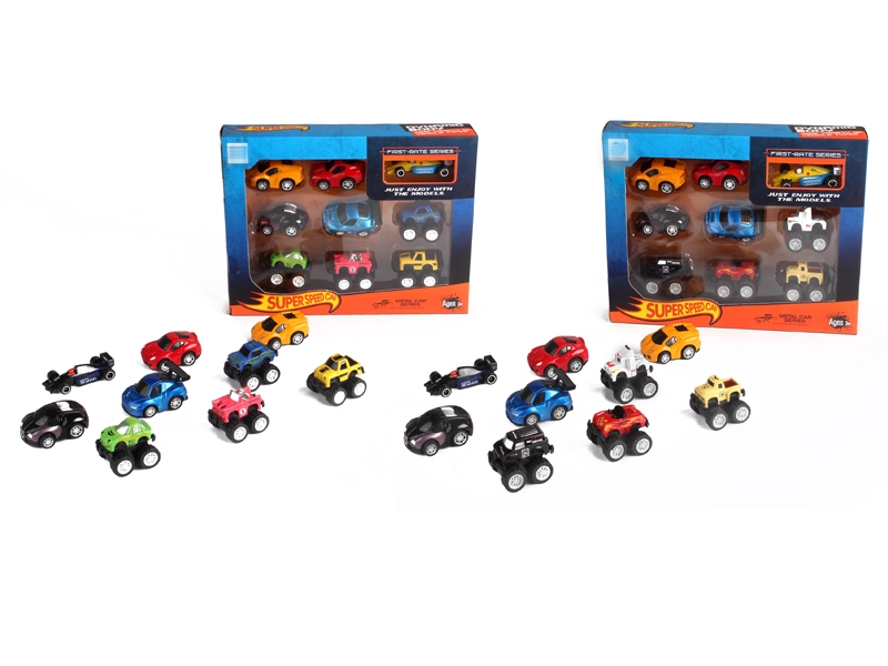 PULL BACK DIE-CAST CAR 4PCS & FREE WAY DIE-CAST CAR 5PCS,2ASST - HP1149672