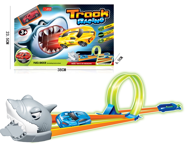 LUMINOUS CATAPULT TRACK SET W/1 CAR (11 PCS, INCLUDED BATTERIES) - HP1149774