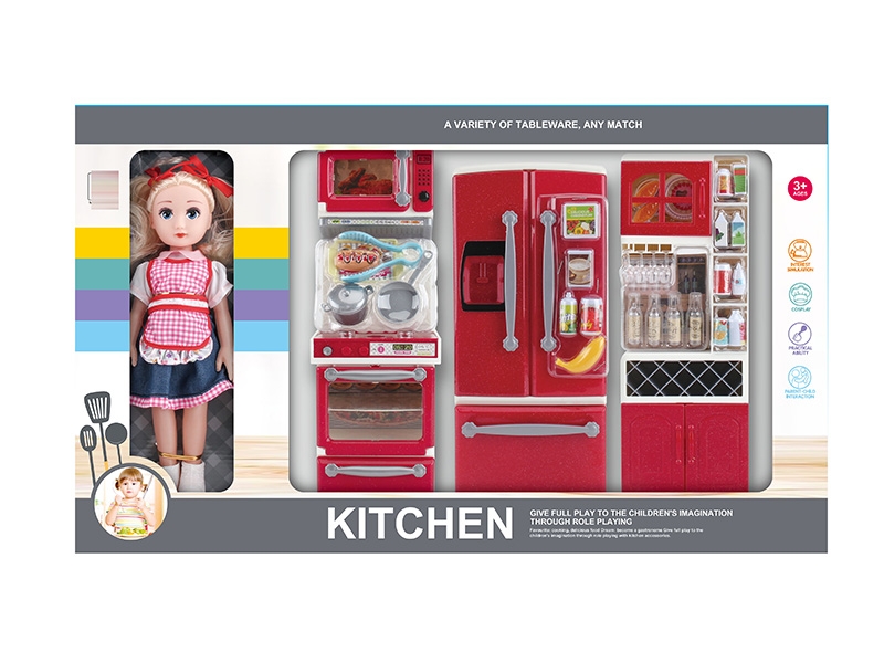 KITCHEN SET W/LIGHT & MUSIC & DOLL,2*AAA NOT INCLUDED - HP1150247