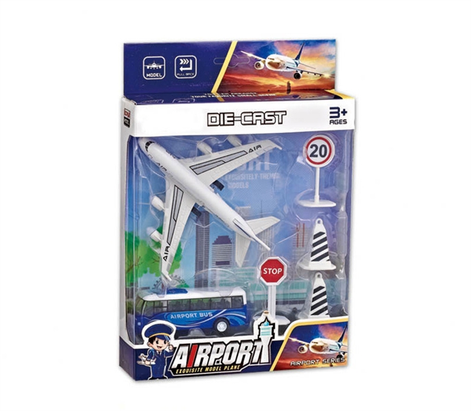 PULL BACK DIE CAST AIRPORT PLAY SET 3 COLORS - HP1150386