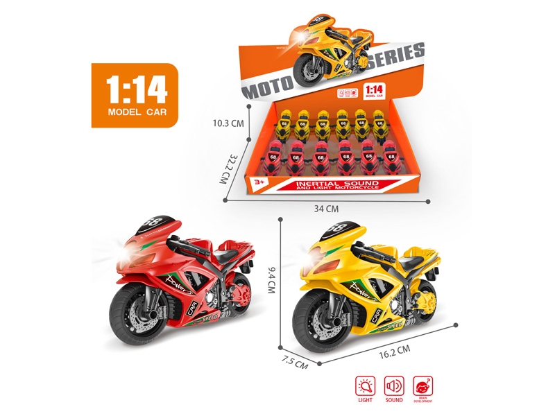 FRICTION MOTORCYCLE W/LIGHT & SOUND,12PCS/DISPLAY BOX - HP1150622