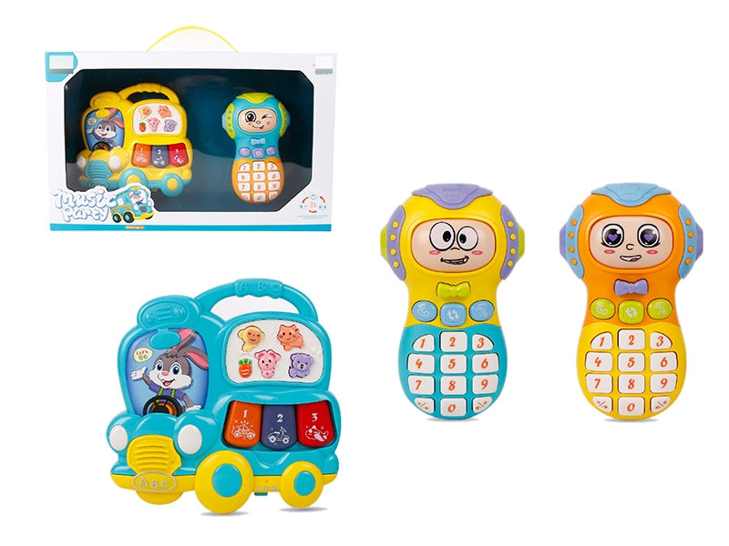 CARTOON CAR PIANO, MOBILE PHONE( W/LIGHT & MUSIC NOT INCLUDE BATTERY) - HP1150892
