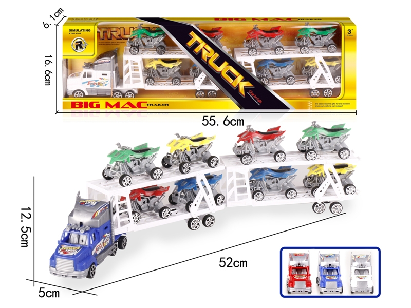 FRICTION TRUCK W/FREE WAY CAR 8PCS,RED/BLUE/WHITE - HP1152151