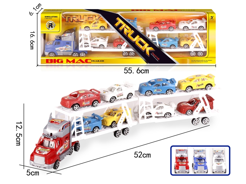 FRICTION TRUCK W/FREE WAY CAR 8PCS,RED/BLUE/WHITE - HP1152154