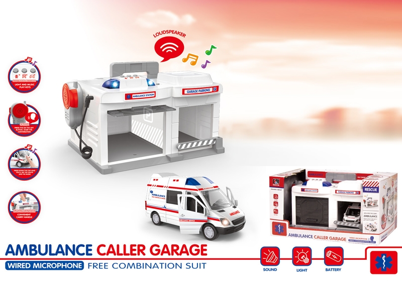 AMBULANCE CALLER GARAGE W/FREE WAY DIE CAST AMBULANCE - HP1152457