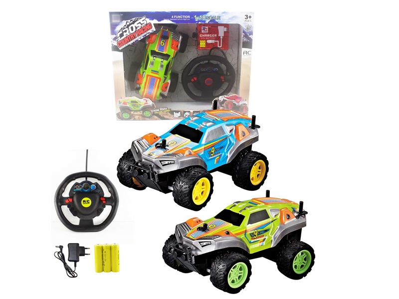 1:18 4 FUNCTION R/C CAR,INCLUDED BATTERY, GREEN/BLUE - HP1152466