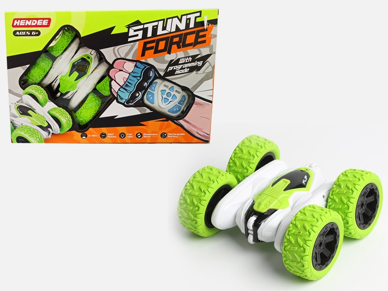 4 FUNCTION R/C PROGRAMMING STUNT CAR,ORANGE/GREEN - HP1152532