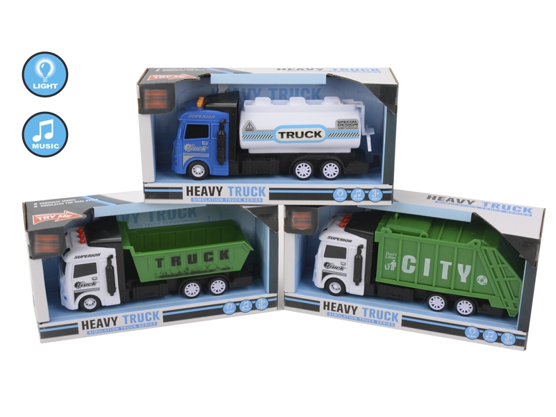 FRICTION SANITATION CAR W/LIGHT & MUSIC,3ASST - HP1152728
