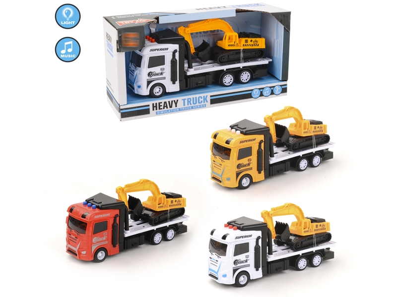 FRICTION TRUCK W/LIGHT & MUSIC & FREE WAY CAR,RED/YELLOW/WHITE - HP1152732