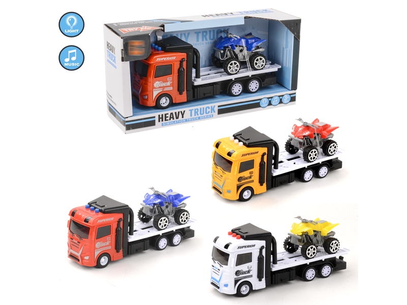 FRICTION TRUCK W/LIGHT & MUSIC & FREE WAY CAR,RED/YELLOW/WHITE - HP1152733