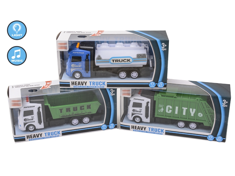 FRICTION SANITATION CAR W/LIGHT & MUSIC,3ASST - HP1152734