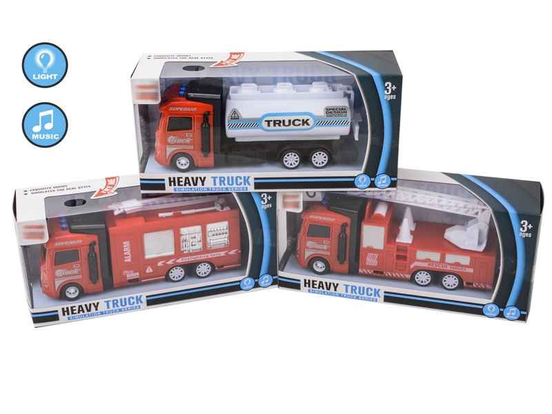 FRICTION FIRE TRUCK W/LIGHT & MUSIC,3ASST - HP1152736