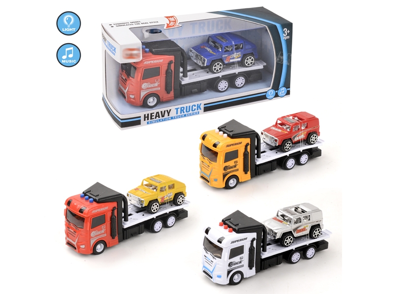FRICTION TRUCK W/LIGHT & MUSIC & FREE WAY CAR,RED/YELLOW/WHITE - HP1152737