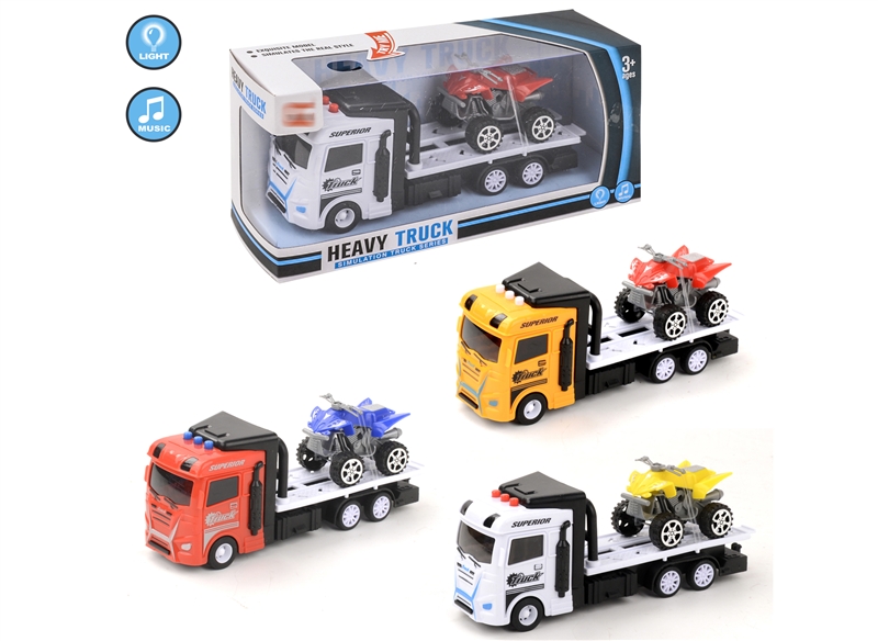 FRICTION TRUCK W/LIGHT & MUSIC & FREE WAY CAR,RED/YELLOW/WHITE - HP1152739