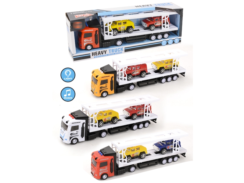 FRICTION TRUCK W/LIGHT & MUSIC & FREE WAY CAR,RED/YELLOW/WHITE - HP1152747