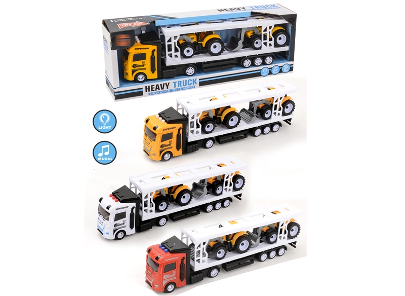 FRICTION TRUCK W/LIGHT & MUSIC & FREE WAY CAR,RED/YELLOW/WHITE - HP1152748
