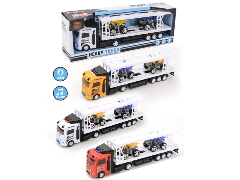 FRICTION TRUCK W/LIGHT & MUSIC & FREE WAY CAR,RED/YELLOW/WHITE - HP1152749