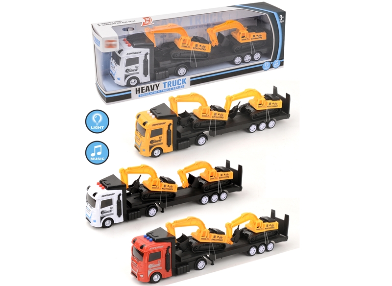 FRICTION TRUCK W/LIGHT & MUSIC & FREE WAY CAR,RED/YELLOW/WHITE - HP1152755