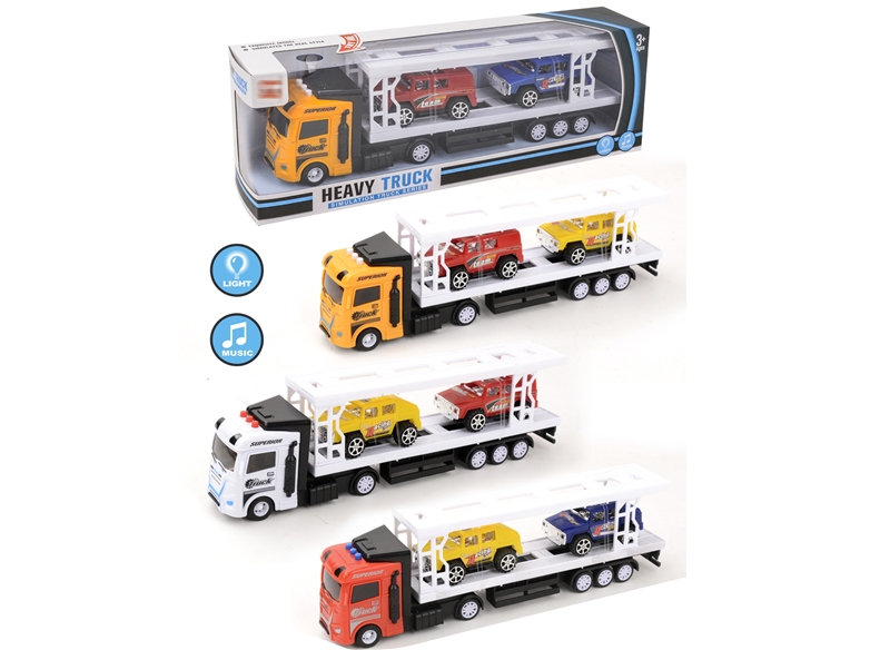 FRICTION TRUCK W/LIGHT & MUSIC & FREE WAY CAR,RED/YELLOW/WHITE - HP1152757