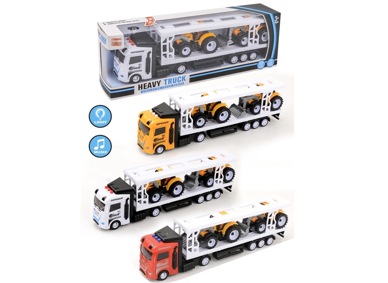 FRICTION TRUCK W/LIGHT & MUSIC & FREE WAY CAR,RED/YELLOW/WHITE - HP1152758