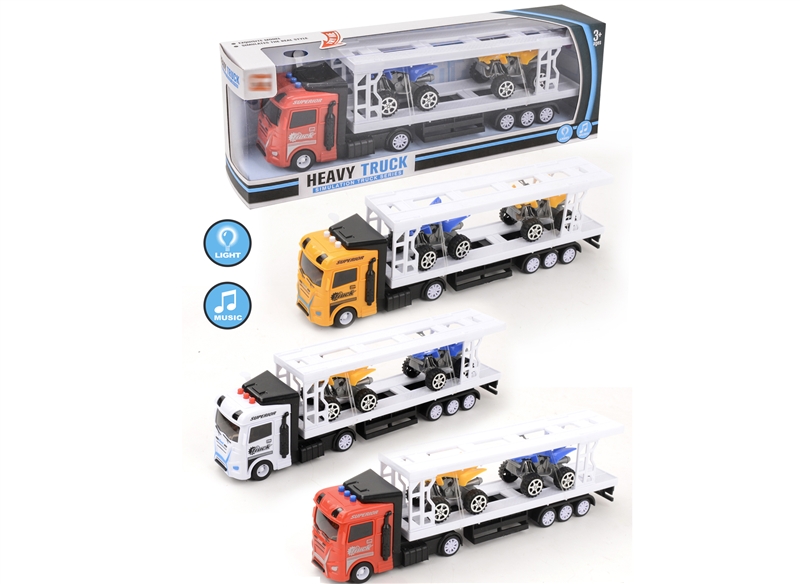 FRICTION TRUCK W/LIGHT & MUSIC & FREE WAY CAR,RED/YELLOW/WHITE - HP1152759