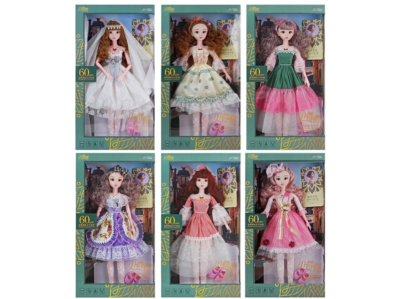 22寸60厘米3D真眼21关节戴头饰+丝袜+鞋子芭比娃娃 六款混装【如要加30首音乐歌曲另+2元】 - HP1152938