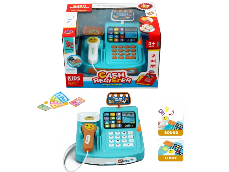 CASH REGISTER W/LIGHT & MUSIC，RED/BLUE - HP1153604