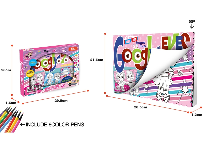 COLORING BOOKS,INCLUDE 8COLOR PENS - HP1155191