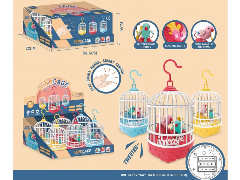 SOUND-ACTIVATED BIRD CAGE WITH LIGHT - HP1155559