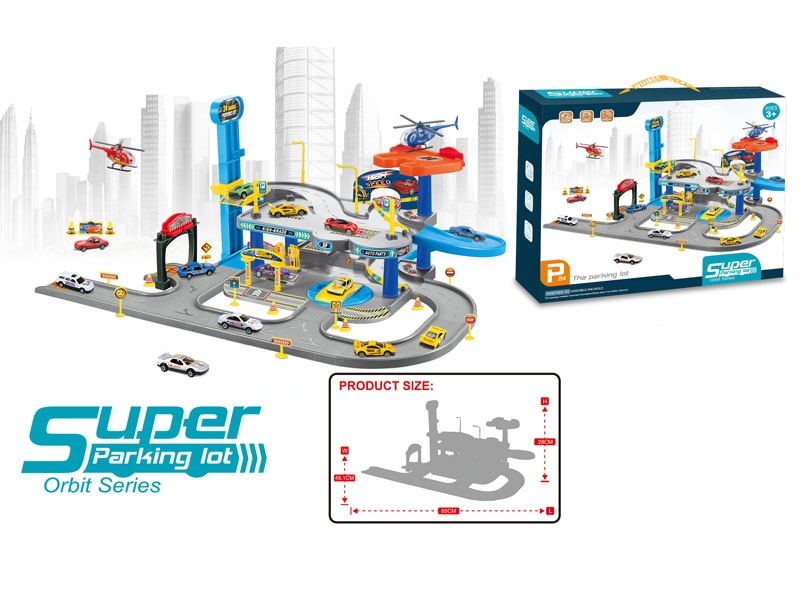 PARKING LOT SET W/1PCS DIE CAST PLANE & 2PCS FREE WAY DIE CAST CAR - HP1156392