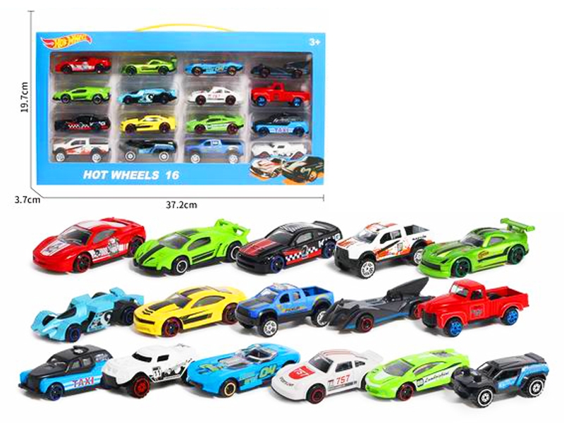 1:64 16PCS  FREE WHEEL DIE CAST CAR - HP1157004