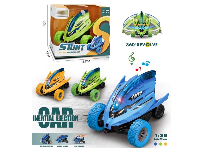 FRICTION STUNT CAR W/ LIGHT AND MUSIC,RED/GREEN/BLUE - HP1157373