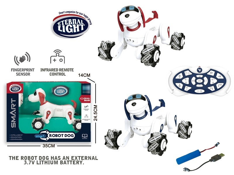 R/C DOG  W/FINGERPRINT SENSOR & LIGHT & MUSIC & USB,INCLUDED BATTERY,RED/BLUE - HP1157604