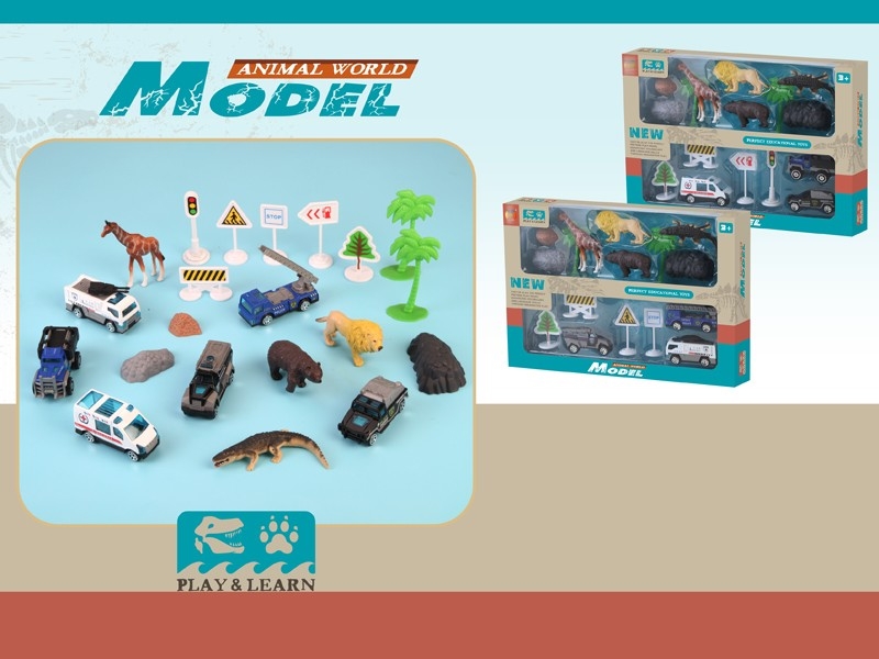 DIE CAST FREE WAY POLICE CAR W/ANIMALS,3PCS/2ASST - HP1158315