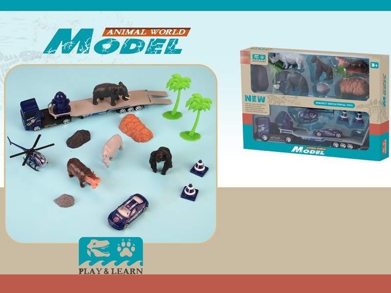 DIE CAST FREE WAY POLICE CAR W/ANIMALS,2PCS - HP1158317
