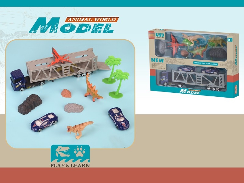 DIE CAST FREE WAY POLICE CAR W/DINOSAURE,2PCS - HP1158319