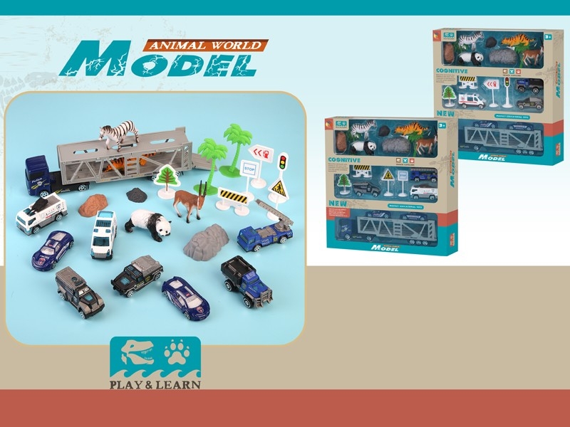 DIE CAST FREE WAY POLICE CAR W/ANIMALS,5PCS/2ASST - HP1158327