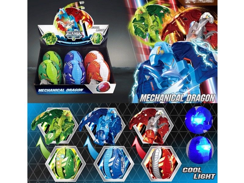 TRANSFORMABLE DINOSAUR，RED/GREEN/BLUE,6PCS/DISPLAY BOX - HP1158986