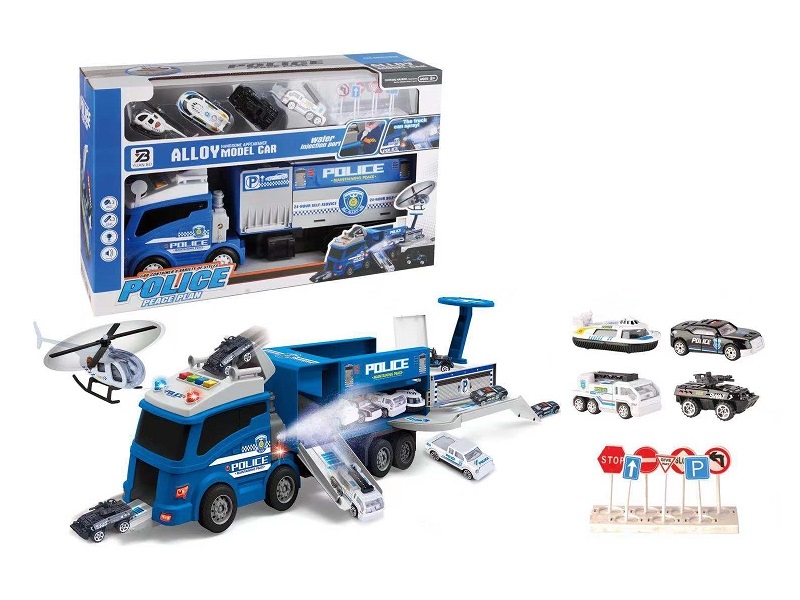 FRICTION TRUCK WITH MIST SPRAY FUNCTION,WITH 4 ALLOY CARS, W/LIGHT & MUSIC - HP1159011