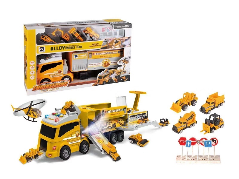 FRICTION TRUCK WITH MIST SPRAY FUNCTION,WITH 4 ALLOY CARS, W/LIGHT & MUSIC - HP1159012