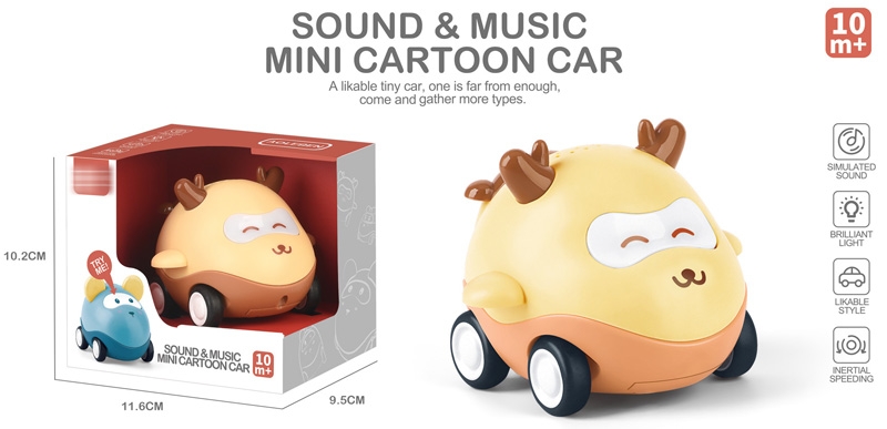 FRICTION CARTOON CAR W/LIGHT & MUSIC, INCLUDED 3*AG13 BUTTON CELL - HP1159859