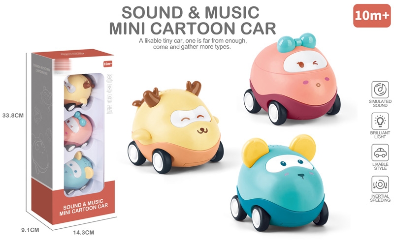 FRICTION CARTOON CAR W/LIGHT & MUSIC, INCLUDED 3*AG13 BUTTON CELL - HP1159861